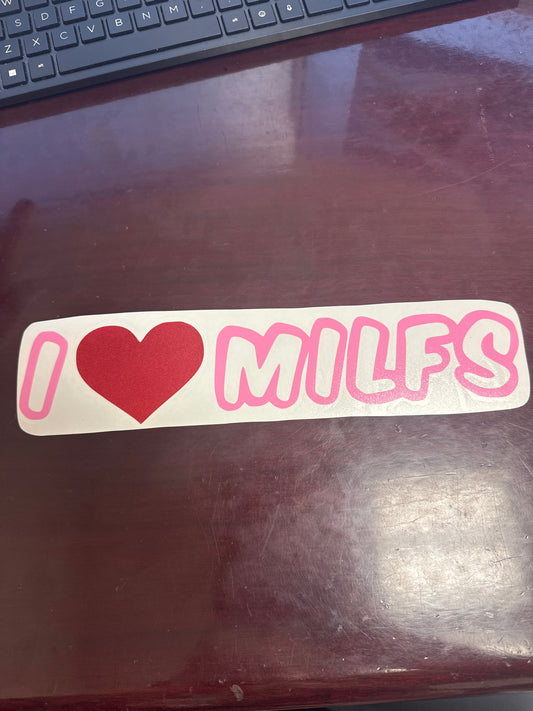 12" Soft Pink/Red Chrome I Heart Milfs