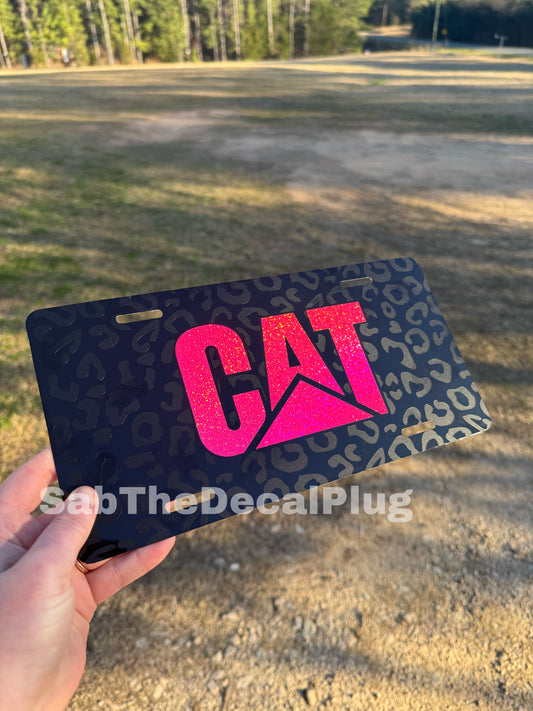 CAT Cheetah Print License Plate