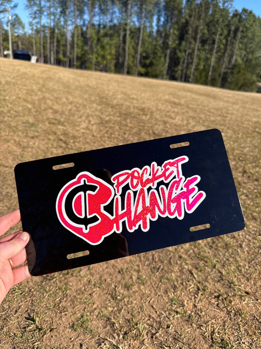 Pocket Change Black License Plate