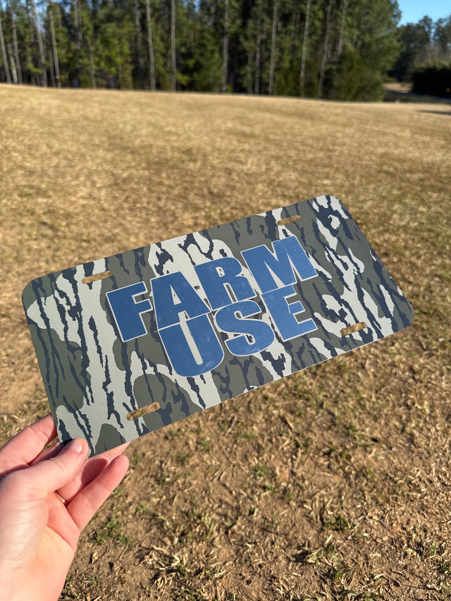 FARM USE Bark Camo License Plate