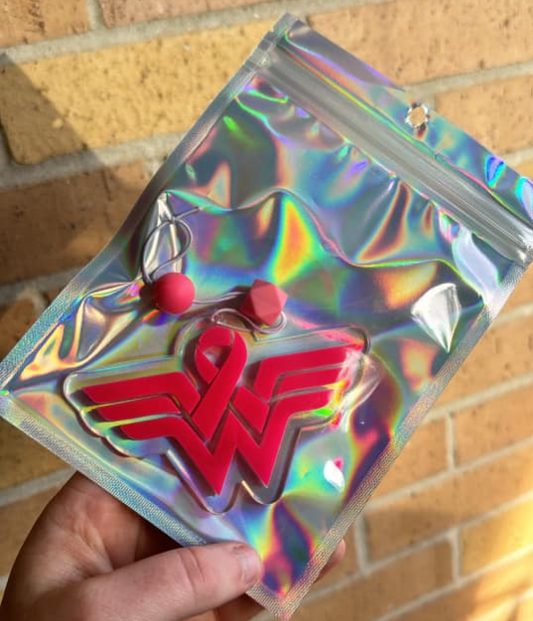 Wonder Woman Breast Cancer Ribbon Car Hanger