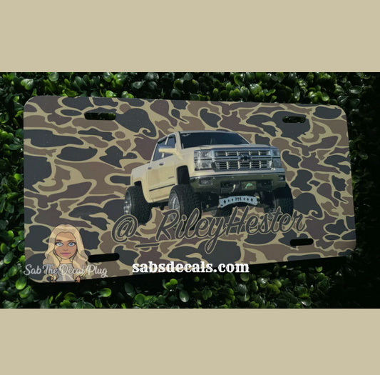 Custom Camo Plate (Truck Pic / Color Logo)